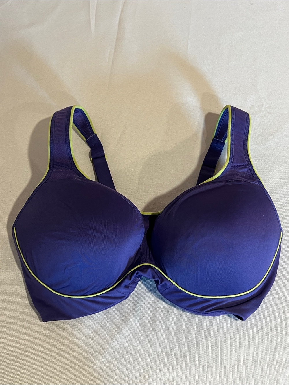 Half Moon High-Impact Purple Sports Bra with Lime Trim